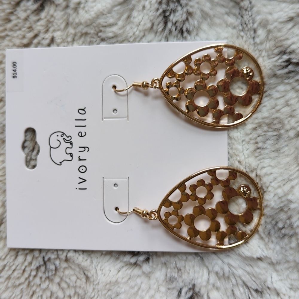 Ivory Ella Flower Power Boho Teardrop Earrings